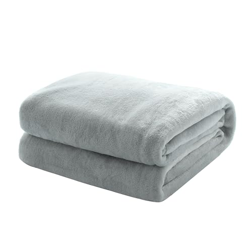 Mixibaby Kuscheldecke Flauschige extra weich & warm Wohndecke Flanell Fleecedecke, Falten beständig/Anti-verfärben als Sofadecke oder Bettüberwurf, Größe:130 cm x 150 cm, Farbe:Hellgrau von Mixibaby