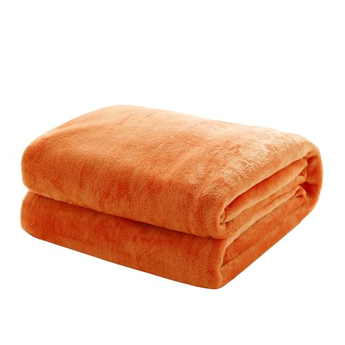 Mixibaby Kuscheldecke Flauschige extra weich & warm Wohndecke Flanell Fleecedecke, Falten beständig/Anti-verfärben als Sofadecke oder Bettüberwurf, Größe:150 cm x 200 cm, Farbe:Orange von Mixibaby