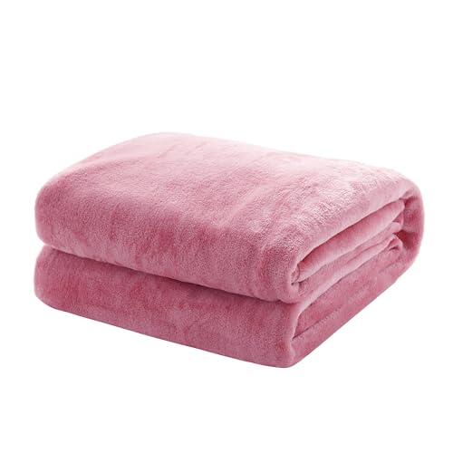Mixibaby Kuscheldecke Flauschige extra weich & warm Wohndecke Flanell Fleecedecke, Falten beständig/Anti-verfärben als Sofadecke oder Bettüberwurf, Größe:220 cm x 240 cm, Farbe:Altrosa von Mixibaby
