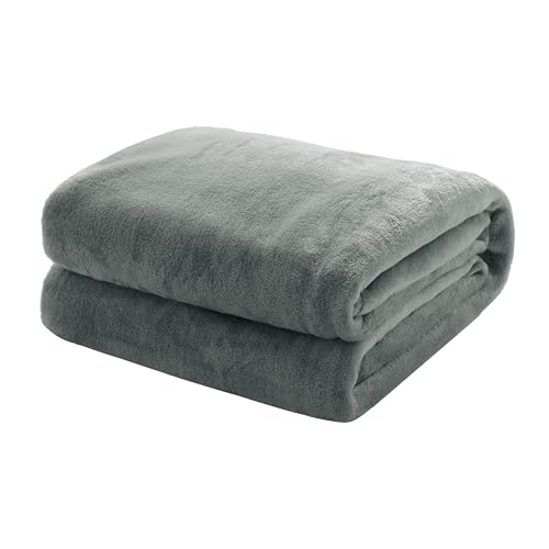 Mixibaby Kuscheldecke Flauschige extra weich & warm Wohndecke Flanell Fleecedecke, Falten beständig/Anti-verfärben als Sofadecke oder Bettüberwurf, Größe:220 cm x 240 cm, Farbe:Silber von Mixibaby