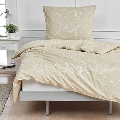 Mixibaby Marmor Bettgarnitur Bettbezug Bettwäsche Wendebettwäsche Doppelseitig Moderne 4 Größen, Farbe:Beige, Größe:200 x 200 cm von Mixibaby