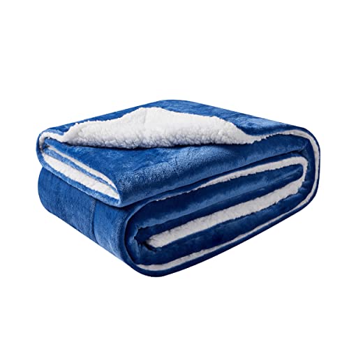 Mixibaby Sherpa Blanket Flauschige extra weich & warm Wohndecke Flanell Fleecedecke, Falten beständig/Anti-verfärben als Sofadecke oder Bettüberwurf, Größe:150 cm x 200 cm, Farbe:Dunkelblau von Mixibaby