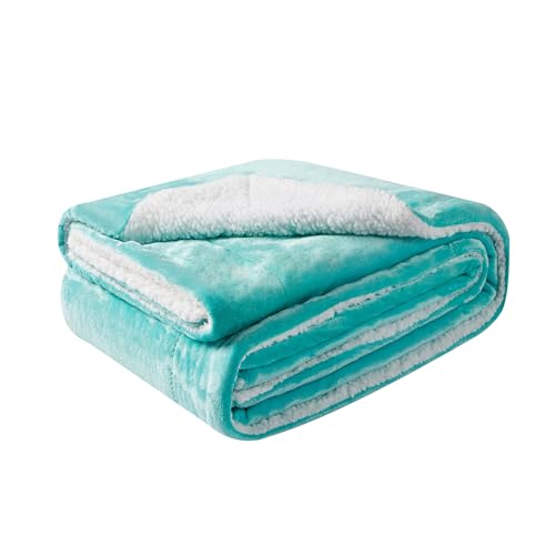 Mixibaby Sherpa Blanket Flauschige extra weich & warm Wohndecke Flanell Fleecedecke, Falten beständig/Anti-verfärben als Sofadecke oder Bettüberwurf, Größe:150 cm x 200 cm, Farbe:Mint von Mixibaby