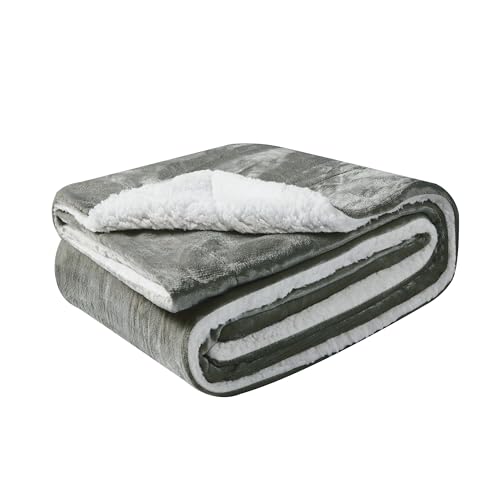 Mixibaby Sherpa Blanket Flauschige extra weich & warm Wohndecke Flanell Fleecedecke, Falten beständig/Anti-verfärben als Sofadecke oder Bettüberwurf, Größe:150 cm x 200 cm, Farbe:Silber von Mixibaby