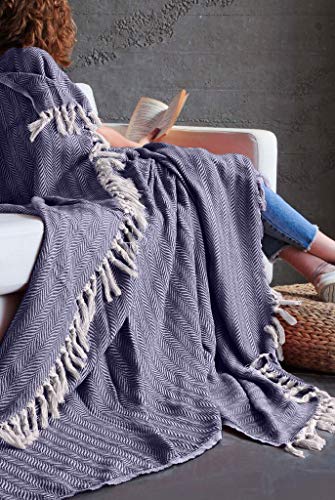 Mixibaby Tagesdecke Wohndecke Wendedecke Kuscheldeck Sofadecke Couchdecke, Farbe:Dunkelblau von Mixibaby