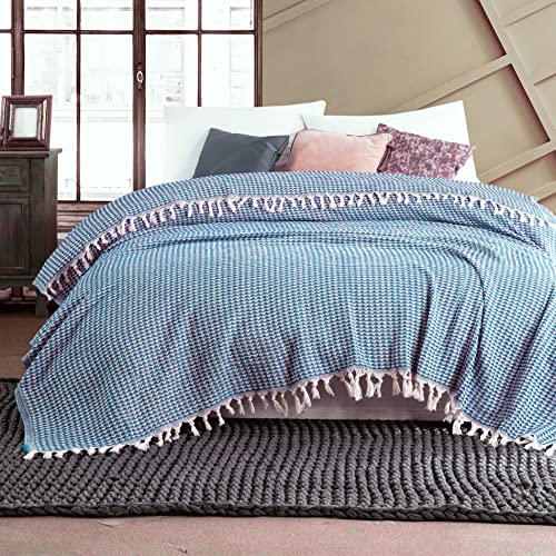 Mixibaby Tagesdecke Wohndecke Wendedecke Kuscheldeck Sofadecke Couchdecke 200x230 Pyramid, Farbe:Blau von Mixibaby