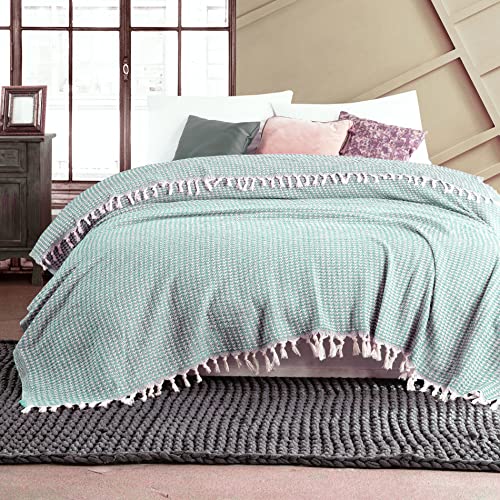 Mixibaby Tagesdecke Wohndecke Wendedecke Kuscheldeck Sofadecke Couchdecke 200x230 Pyramid, Farbe:Mint von Mixibaby