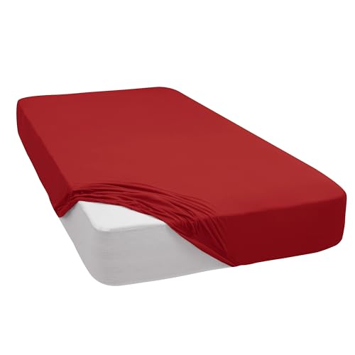 Mixibaby Spannbettlaken Jersey Spannbetttuch 100% Baumwolle Bettlaken Spannbettuch Laken 28 Farben, Größe:70 x 140 cm, Farbe:Rot von Mixibaby