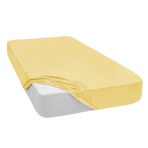 Mixibaby Spannbettlaken Jersey Spannbetttuch 100% Baumwolle Bettlaken Spannbettuch Laken 28 Farben, Größe:70 x 140 cm, Farbe:Vanille Gelb Mixibaby Spannbettlaken Jersey Spannbetttuch 100% Baumwolle Bettlaken Spannbettuch Laken 28 Farben, Größe:70 x 140 cm, Farbe:Vanille Gelb von Mixibaby
