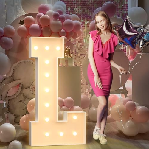Gigantische Leuchtende Buchstaben Deko Geburtstag,Hochzeitstag,Deko Buchstaben LED Buchstaben,Buchstabe L von Mixifox