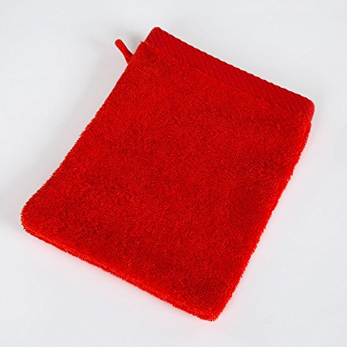 Mixitextil Handtuch-Set, ausbleichsicherWaschhandschuh, Gästetuch, Handtuch, Duschtuch, Badetuch, Saunatuch aus Frottee, Größe:1 Stück Waschhandschuh, Farbe:Rot von Mixitextil