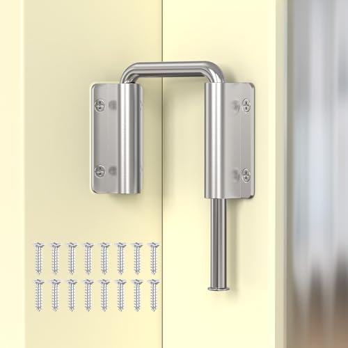 Mixizigoz Terrassenschloss für Schiebetüren, 6,5 cm, U-förmiger Schlaufenriegel, 90/180 Grad, Heimsicherheitsschloss für Schiebetüren, Fenster, Scheunen, Gärten, Bildschirme (Silber, 1 Stück) von Mixizigoz