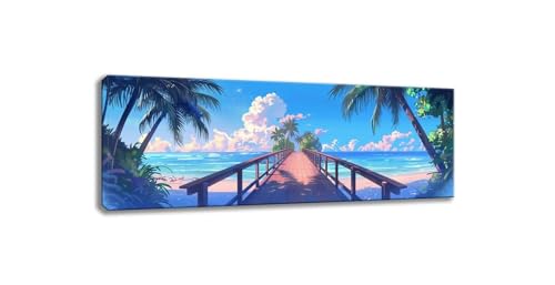Mixmblon Strand Diamond Painting xxl 40x120cm Seebrücke Diamond Painting Erwachsene 5D Diamond Painting Set Full Round Steine Kits Strass Stickerei Malerei Painting Wand Home Deko Wohnzimmer IJ-314 von Mixmblon