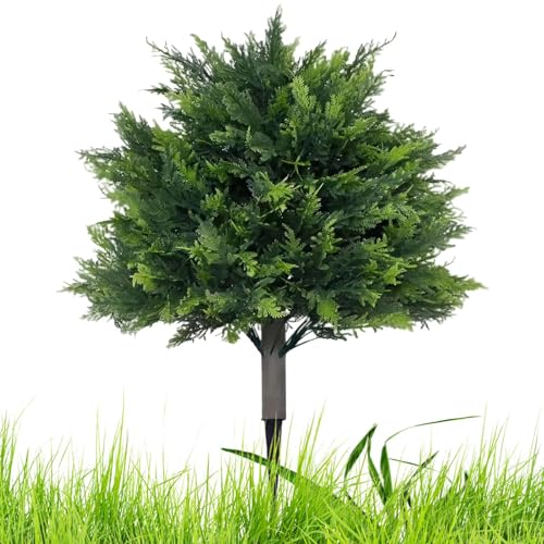 Mixnexorad Künstliche Zedern-Formschnittbäume Für Draußen,Kunst-Zypressen Kübelpflanze Deko - UV-Beständiger Künstlicher Baum 60 cm Mit Erdspieß Für Terrasse Garten Landschaftsbau & Gartenweg von Mixnexorad