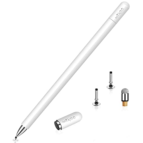 Mixoo Eingabestift für Touchscreens, Eingabestift für iPad, Universal-Stift für Tablet mit kapazitivem Touchscreen mit magnetischer Kappe für Android iPad Pro/Mini/Air/iPhone/Microsoft – Weiß von Mixoo