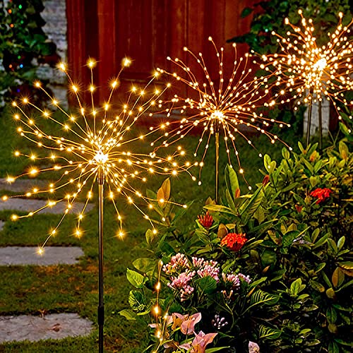Mixtooltoys 2 Stück Solarleuchten für den Außenbereich, Garten, Dekoration, Feuerwerk, Lichterkette, solarbetrieben, 120 LEDs, warmweiß, wasserdicht, für Garten, Blumenbeet, Party von Mixtooltoys
