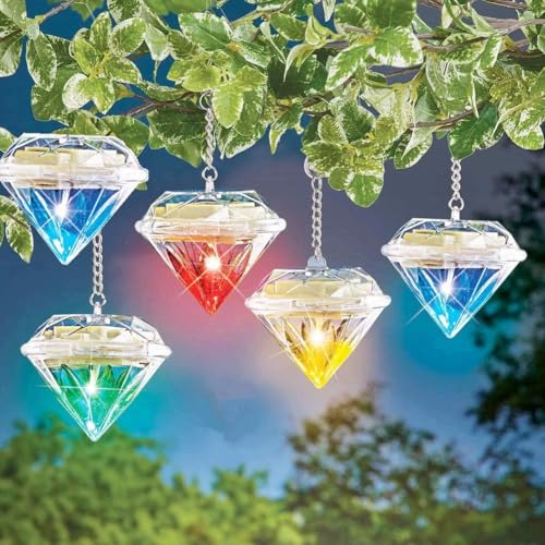 Mixtooltoys Solarbetriebene Hängeleuchte mit Tanzender Diamant Lampe, wasserdicht, für Garten, Hof, Terrasse, Baum, Party, Hochzeit, Weihnachten, dekorative Beleuchtung für den Außenbereich von cuzile