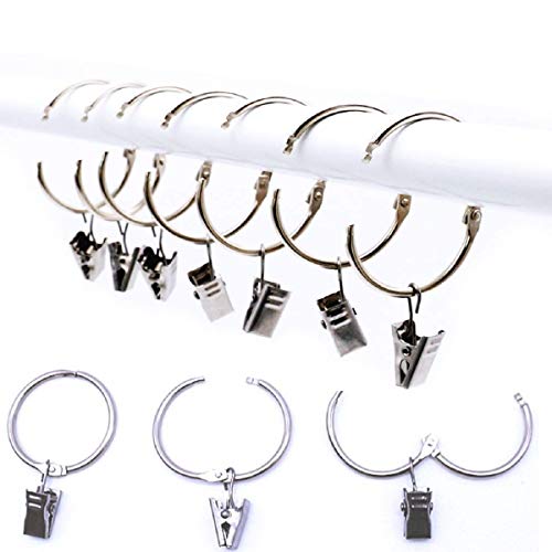 Miya@ hochwertige 10 Packung Metall Vorhang Clip Ringe Gardinenringe mit Clip Drpery Vorhang Ringe mit Clip Leicht zu öffnen und Schließen, 38 mm Innendurchmesser (Silber) von Miya