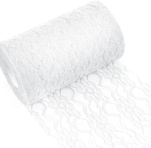 Miya Tischläufer Spitze in Reinweiß , Elegante Tischband, Tischdeko für Geburtstage & Hochzeiten, Garten Party und zu besonderen Anlässen, edle Tisch Deko (15cm x 22 m) von Miya