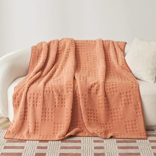 Miyacare Kuscheldecke Decken 200x230 cm, Couchdecke, Überwurf, Weiche und Warme Fleecedecke, Waffelmuster Wohndecke, Gemütliche Korddecke, Kuscheldecke Flauschig (Lachsrosa, W200 x L230CM) von Miyacare