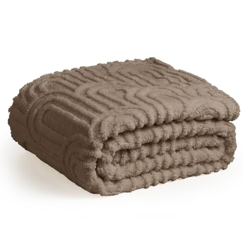 Miyacare Kuscheldecke Flauschig 100x150 cm, Überwurf, Sofadecke, Weiche und Warme Gemütlicher Fleecedecke Für Bett und Couch, Wohn- & Kuscheldecken, Wohndecke (Wellen-Kaffeebraun, W100 x L150CM) von Miyacare
