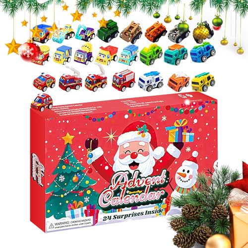 Miyanvuo Adventskalender Weihnachten, 24 Tage Baufahrzeuge Weihnachts Countdown Kalender, Deko Für Kinder Reise Urlaub Zuhause Spielzimmer Dezember Söhne von Miyanvuo
