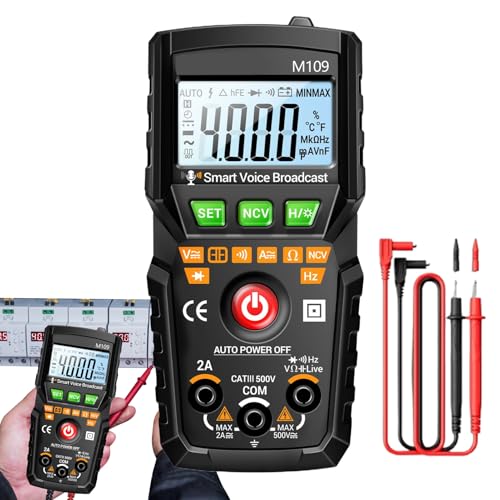 Miyanvuo Digitales Multimeter - 4000 Count DC AC Digital Multimeter - Sprachansage Elektroprüfgerät Zur Strommessung Und Autobatterie Reparatur Miyanvuo Digitales Multimeter - 4000 Count DC AC Digital Multimeter - Sprachansage Elektroprüfgerät Zur Strommessung Und Autobatterie Reparatur von Miyanvuo