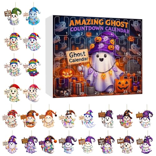Miyanvuo Halloween Countdown Kalender - 24 Tage Countdown Kalender Mit Geisteranhänger | Festliches Acryl Deko 2D Wanddekoration Für Haus Party Wand Festliche Heimaktivitäten Miyanvuo Halloween Countdown Kalender - 24 Tage Countdown Kalender Mit Geisteranhänger | Festliches Acryl Deko 2D Wanddekoration Für Haus Party Wand Festliche Heimaktivitäten von Miyanvuo