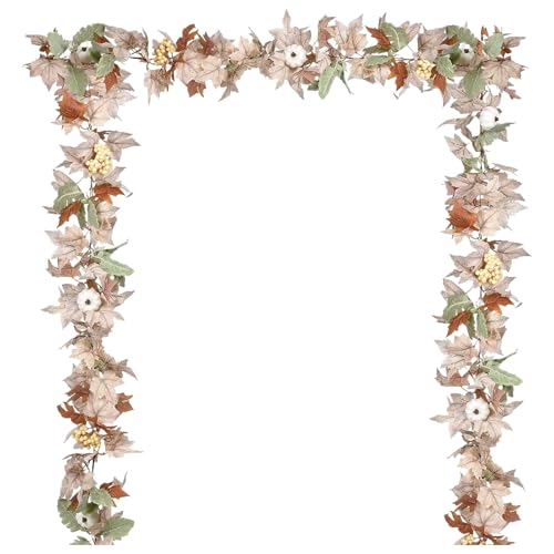 Miyanvuo Herbstblätter Girlande | 1.8 M Weiße Kürbis Herbstgirlande,Deko Für Innenraum Hof Büro Tor Fenster Erntedankfest Miyanvuo Herbstblätter Girlande | 1.8 M Weiße Kürbis Herbstgirlande,Deko Für Innenraum Hof Büro Tor Fenster Erntedankfest von Miyanvuo
