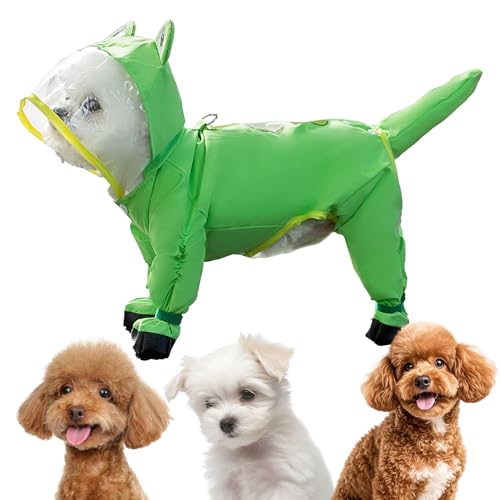 Miyanvuo Hunderegenmantel, Regenjacke mit Kapuze für große Hunde, Schnelltrocknender Überwurf Mit Reflektierendem Streifen Für Alle Größen Bei Jeder Witterung von Miyanvuo