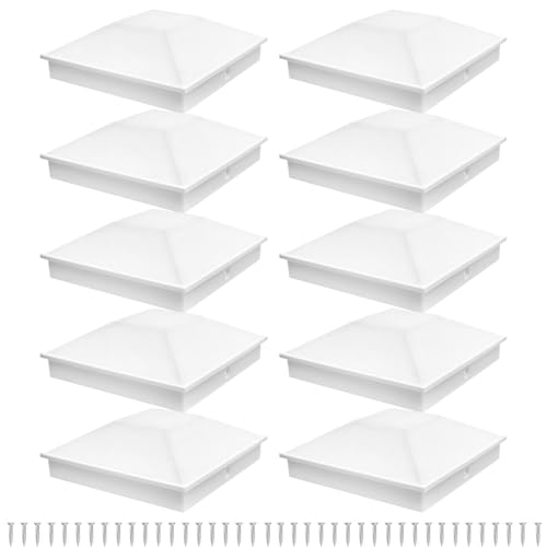 Miyanvuo Pfostenkappen 10x10 cm - Zaunpfostenkappen 10X10 cm,Dekorative Weiße UV-beständige Abdeckhauben für Außenbereich 10er Set Miyanvuo Pfostenkappen 10x10 cm - Zaunpfostenkappen 10X10 cm,Dekorative Weiße UV-beständige Abdeckhauben für Außenbereich 10er Set von Miyanvuo