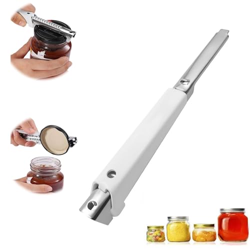 Deckelöffner, Glasöffner, Flaschenöffner für Senioren, Glasöffner Schraubdeckelöffner, Verstellbare Griff-Edelstahl-Arthritis-Glasdeckelöffner für Senioren mit Arthritis Schwache Hände(Weiß) von Mizijia