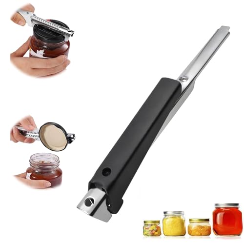 Deckelöffner, Glasöffner, Flaschenöffner für Senioren, Glasöffner Schraubdeckelöffner, Verstellbare Griff-Edelstahl-Arthritis-Glasdeckelöffner für Senioren mit Arthritis Schwache Hände(Schwarz) von Mizijia