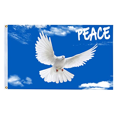 Peace Fahne Peace Flagge,Flagge der Friedenstaube150x90cm,Garten Flagge Friedenstaube Flagge Gross mit 2 Metallösen Sicherung und Wasserdicht Verblassen Beständig Flaggen Peace Fahne Peace Flagge,Flagge der Friedenstaube150x90cm,Garten Flagge Friedenstaube Flagge Gross mit 2 Metallösen Sicherung und Wasserdicht Verblassen Beständig Flaggen von Mizijia