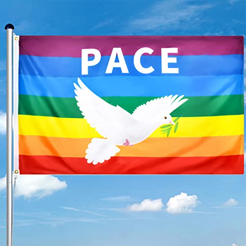 Peace Fahne Peace Flagge Friedenstaube Flagge 90 x 150 cm,Friedensfahne,Regenbogen Fahne,Dekorative Fahne,Pace Fahne,Aufmunterung,Strapazierfähiges Polyester,Geeignet für Balkone Peace Fahne Peace Flagge Friedenstaube Flagge 90 x 150 cm,Friedensfahne,Regenbogen Fahne,Dekorative Fahne,Pace Fahne,Aufmunterung,Strapazierfähiges Polyester,Geeignet für Balkone von Mizijia