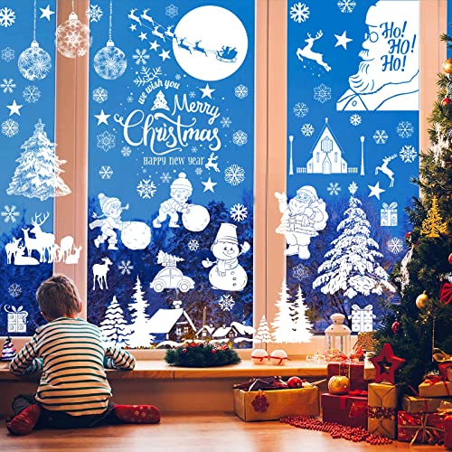 Weihnachten Fenstersticker, Weihnachtsdeko Fenster, 9 Blatt Fensterbilder Weihnachten Selbstklebend Fensterdeko, Weiß Weihnachts Fensterbilder Weihnachtsdeko Winterdeko Schneeflocken Fensteraufkleber von Mizijia
