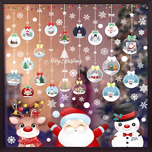 Weihnachtsdeko Fenster, 10 Blatt Fensterbilder Weihnachten Selbstklebend, Doppelseitiger Fensterdeko Weihnachten, PVC Weihnachtsfensterbilder Kinder, Wiederverwendbar Fenstersticker Weihnachten von Mizijia