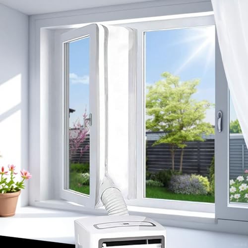 Fensterdichtung für Klimaanlagen, Abdichtung fenster Klimaanlage, Fensterabdichtung für Mobile Klimageräte, Tragbares AC-Fensterdichtungsset mit Reißverschluss und Klebeverschluss (400 cm) von Mizontami