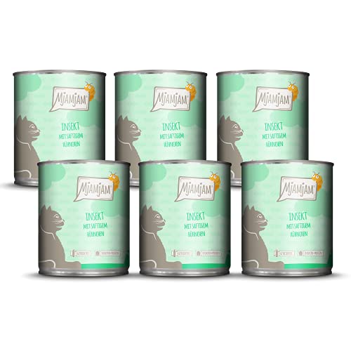 MjAMjAM - Premium Nassfutter für Katzen - Insekt mit saftigem Hühnchen, 6er Pack (6 x 800 g), getreidefrei mit Insektenprotein von MjAMjAM