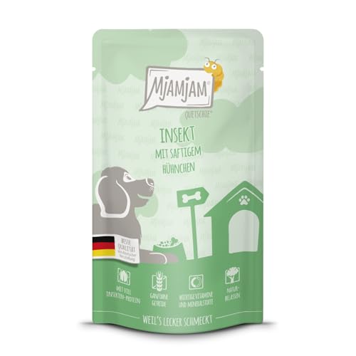 MjAMjAM - Premium Nassfutter für Hunde - Quetschie - Insekt mit saftigem Hühnchen, 1er Pack (1 x 125g), getreidefrei mit extra viel Fleisch von MjAMjAM