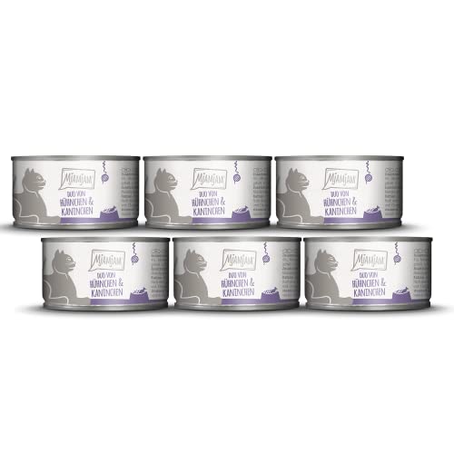 MjAMjAM - Premium Nassfutter für Katzen - DUO von saftigem Hühnchen & Kaninchen an gedämpftem Kürbis, 6er Pack (6 x 100 g), getreidefrei mit extra viel Fleisch von MjAMjAM