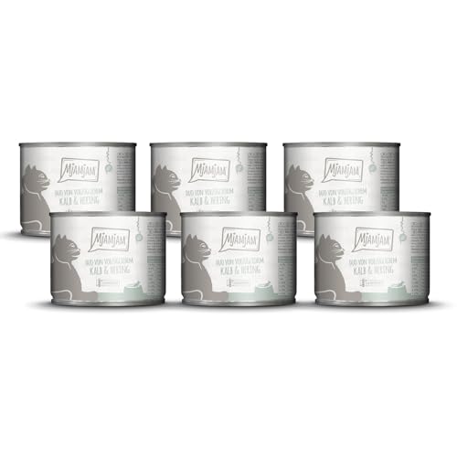 MjAMjAM - Premium Nassfutter für Katzen - DUO von vorzüglichem Kalb & Hering, 6er Pack (6x200g), getreidefrei von MjAMjAM