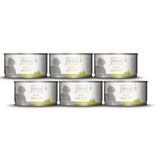 MjAMjAM - Premium Nassfutter für Katzen - DUO von zarter Ente & guter Pute an gedämpftem Kürbis, 6er Pack (6 x 100 g), getreidefrei mit viel Fleisch von MjAMjAM