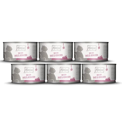 MjAMjAM - Premium Nassfutter für Katzen - DUO von zarter Ente & saftigem Hühnchen an Möhrchen, 6er Pack (6 x 100 g), getreidefrei mit extra viel Fleisch von MjAMjAM