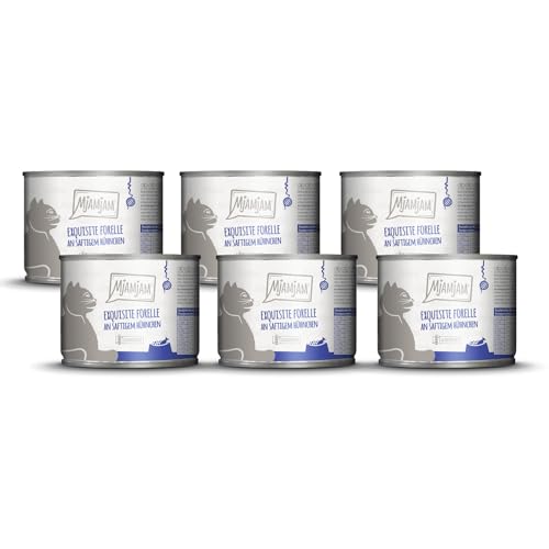 MjAMjAM - Premium Nassfutter für Katzen - exquisite Forelle an saftigem Hühnchen, 6er Pack (6x200g), getreidefrei von MjAMjAM
