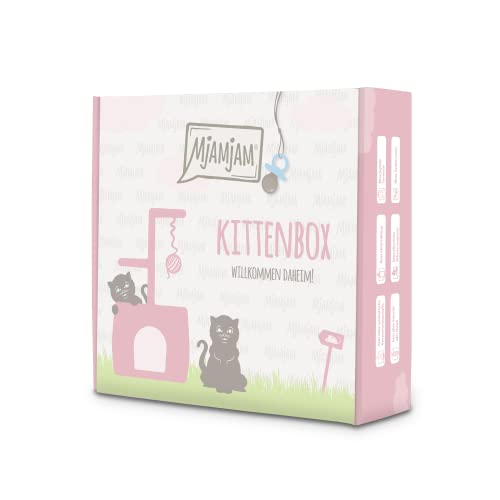 MjAMjAM - Premium Nassfutter für Katzen -Kittenbox-3 Kitten -Huhn mit Lachsöl, Kalb, Futterbeutel,Kugelschreiber,Dosendeckel, 6er Pack (6 x 200 g),getreidefrei mit extra viel Fleisch von MjAMjAM