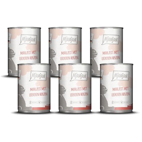 MjAMjAM - Premium Nassfutter für Katzen - Mahlzeit mit leckeren Herzen, 6er Pack (6 x 400 g), getreidefrei mit extra viel Fleisch von MjAMjAM
