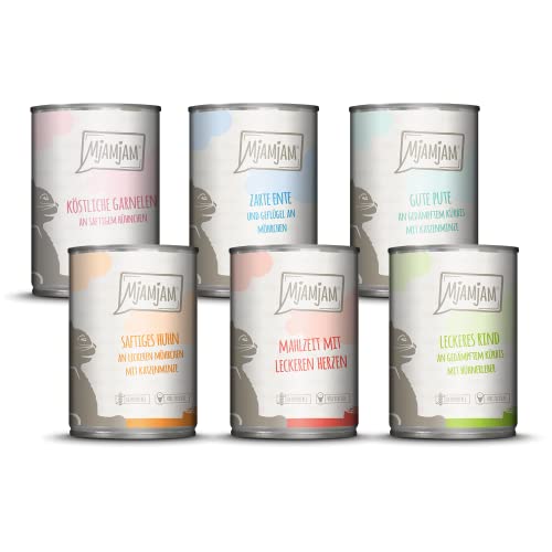 MjAMjAM - Premium Nassfutter für Katzen - Probierpaket, 6er Pack (6 x 400 g), getreidefrei mit extra viel Fleisch von MjAMjAM