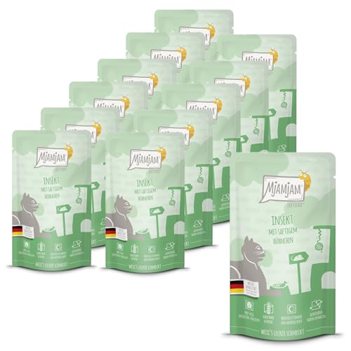 MjAMjAM - Premium Nassfutter für Katzen - Quetschie Insekt mit saftigem Hühnchen 125g, 12er Pack (12 x 125g), naturbelassen mit extra viel Fleisch von MjAMjAM