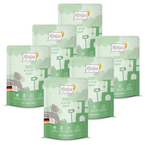 MjAMjAM - Premium Nassfutter für Katzen - Quetschie Insekt mit saftigem Hühnchen 300g, 6er Pack (6 x 300g), naturbelassen mit extra viel Fleisch von MjAMjAM